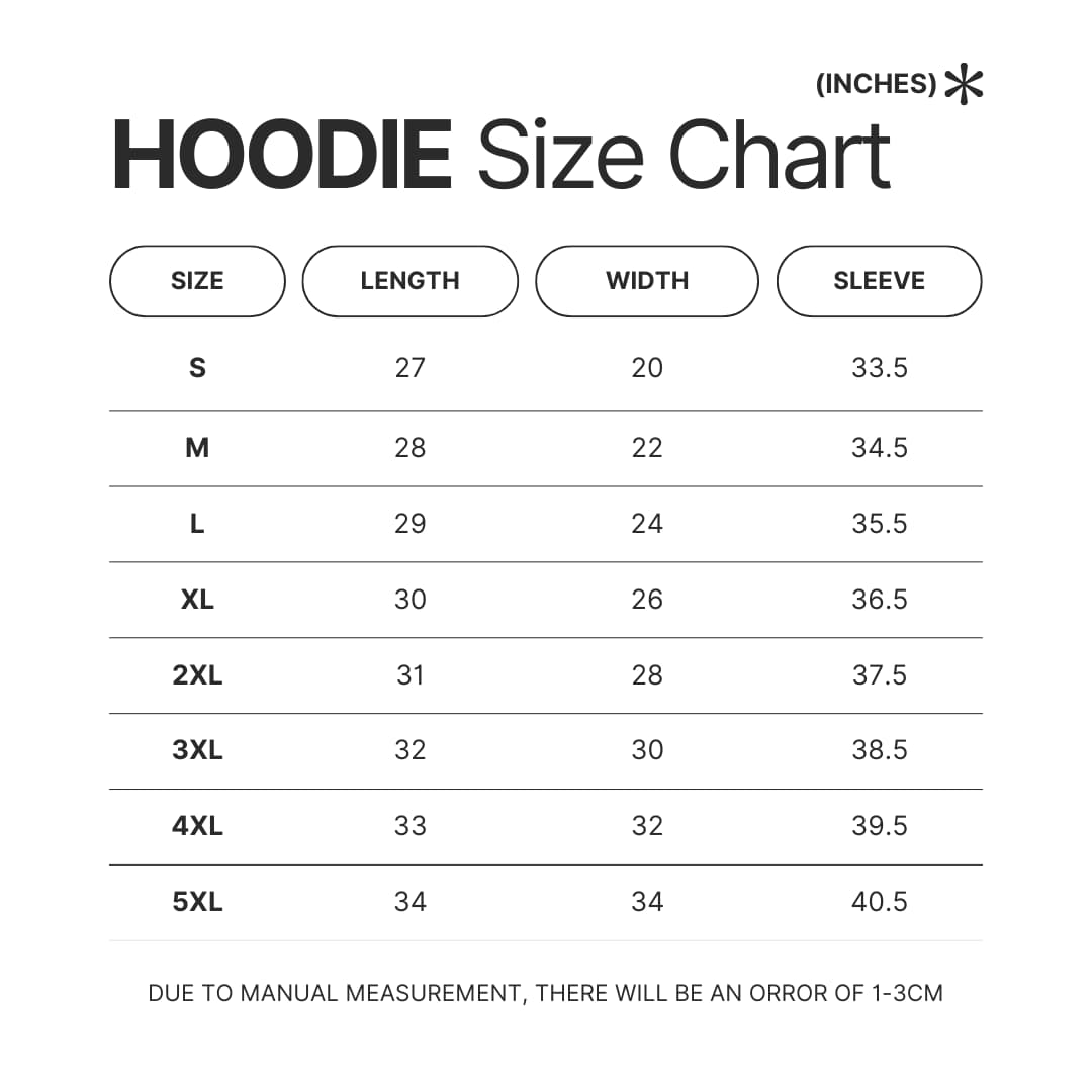 Hoodie Size Chart - Fourth Wing Store