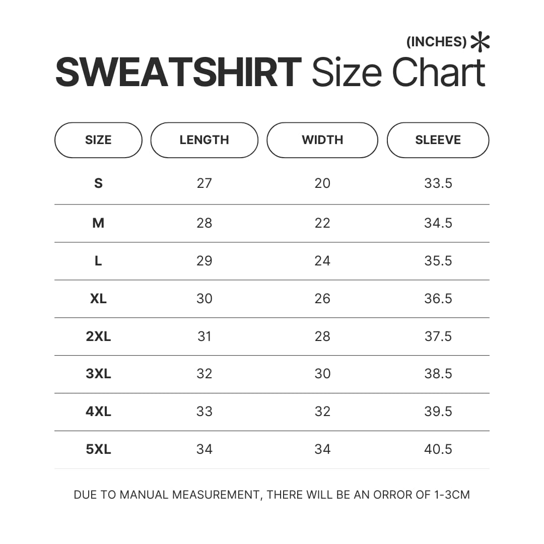 Sweatshirt Size Chart - Fourth Wing Store