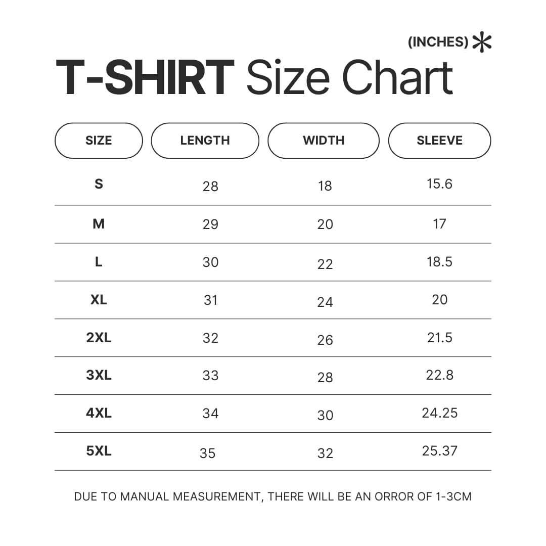 T shirt Size Chart - Fourth Wing Store