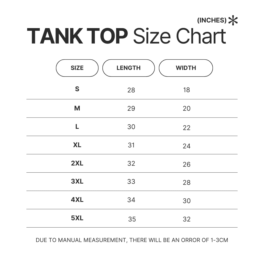 Tank Top Size Chart - Fourth Wing Store