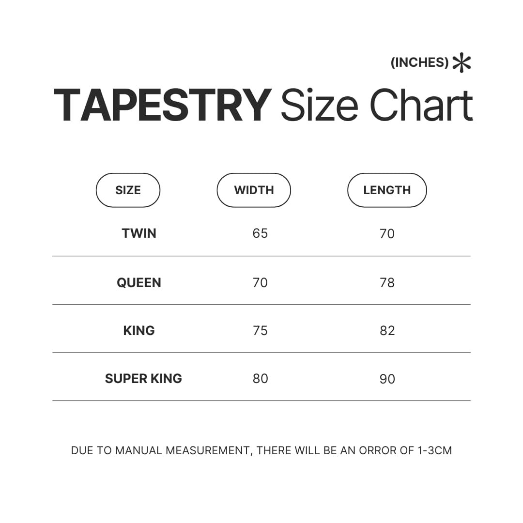 Tapestry Size Chart - Fourth Wing Store