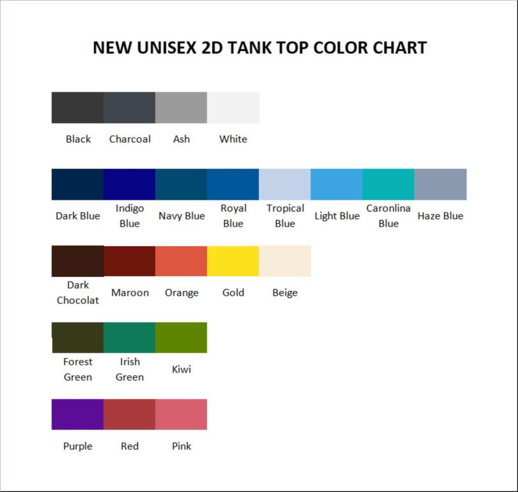 tank top color chart - Fourth Wing Store