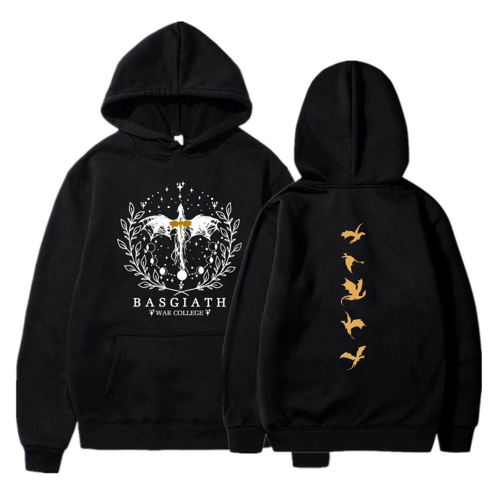 Vintage Fourth Wing Double Sided Hoodie Basgiath War College Hoodies Unisex Hooded Sweatshirt Bookish Hoodie Long - Fourth Wing Store