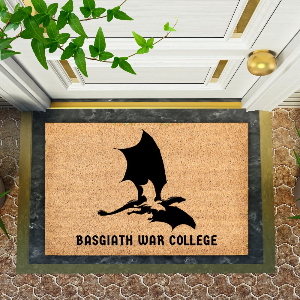 Fourth Wing Basgiath War College Black Dragon Coir Doormat